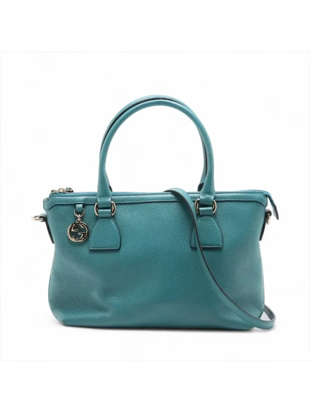 Gucci Interlocking Charm Leather 2-Way Handbag Crossbody Shoulder